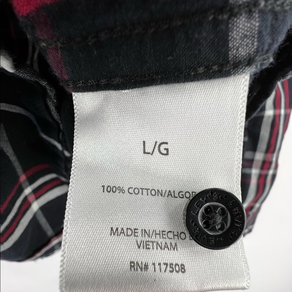 LEVIS MENS LONG SLEEVE SZ L PLAID PEARL SNAP BUTTON UP SHIRT - Picture 7 of 8